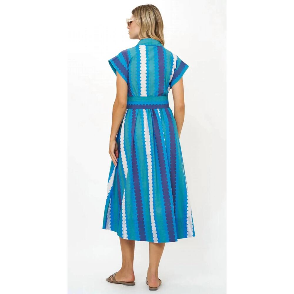 OLIPHANT Tuckernuck Midi Button Down Shirt Dress Meko Blue Print Cotton XL - Picture 4 of 13